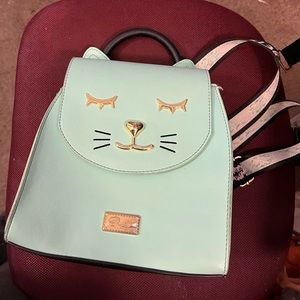 Betsey johnson blue cat backpack purse